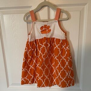 Clemson Orange and White Sleeveless Dress with Paw Print